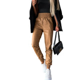 Fongt Trend Locomotive Wind 22 Years Autumn And Winter Style Collect Waist Casual Fashion Leather Pants Women 22252-Outfit
