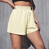 Summer Elastic Waist Loose Wide Leg Solid Color