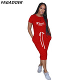 2022 New Drawstring Design Dress Women PINK Letter Print Short Sleeve Midi Dresses Casual Comfortable Vestidos