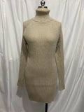 Fongt Turtleneck Dress Women's Leisurely Loose Thick Pit Strip Solid-Colored Bag-Up 2023 Autumn And Winter Knitted