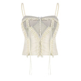 Fongt Cloth Forget Fashion Ballet Style Net Yarn Split Three-Dimensional Gradient Lace Vest Short Skirt Two Sets Of Hottie Set