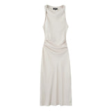 New Spring Style Silk Satin Slim Flute Dress 2124305-Outfit