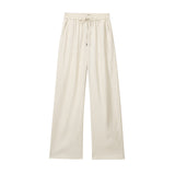 New Solid Color Elastic Waist Wide Leg Trousers 9929140-Outfit