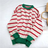 Knitting Pullover Women's Sweaters Casual Loose O-Neck Spliced Long Sleeve Lady Sweater Autumn New Female Chic
