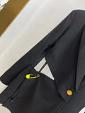 Cut Out Blazer For Women Notched Collar Long Sleeve Asymmetrical Backless Solid Blazers Female Spring Clothing
