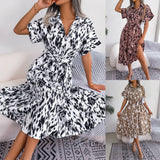 Shooting 2025 Spring And Summer Casual Loose Leopard Tice Shirt Skirt Women's