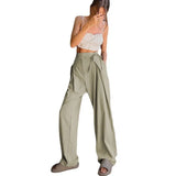 Loose Draggle-tail Trousers Straight High Waist
