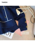 Blue Sweet Sweaters for Woemn Floral Fashion Long Sleeve Pull Femme 2023 Fall O-neck Long Sleeve Knitted Pullovers