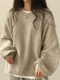 Oversized Split Hem Pullover Sweater-Outfit