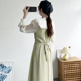 Spring Summer New Peter Pan Collar Vintage Little Dress Long Sleeve Sweet Style Dress