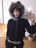 New Loose Hoodie Coat Women Y2k Grunge Long Sleeve Double Zipper Cardigan Tops Fashion Vintage Slim Fit Jackets Mujer-Outfit