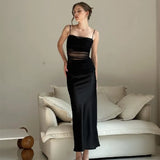 Fongt New Light Ripe Wind Mesh Perspective High Waist Slit Slim Strapless Condole Dress