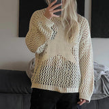 Hollow Out Star Crochet Knit Top-Outfit