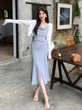 Fongt Xixi 2025 Summer New High-Waisted Temperament Elegant Sling Dress Senior Long Dress Female 88222