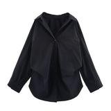 Fongt 2025 New Women's Fashion Simple Bat Sleeve Silk Shirt
