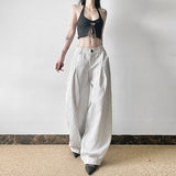 Fongt Style Lazy Loose Broad-Legged Sleeker Sleeker Sleeker Sleeker Temperament Commuting Low-Waist Fashion Thin Trousers