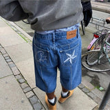 Devil Island Jeans Star Embroidered Jacket High Street Vintage Shorts-Outfit
