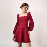 Sleeve Neck Elegant Slim Vintage A Line