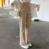 Wide-legged All-match Khaki Casual Trousers-Outfit