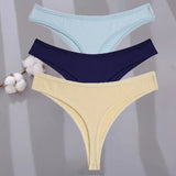 Sexy G-string Women's Cotton Panties Low-Waist Thongs Striped Solid Female Underpants Girl Comfortable Briefs