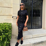 Fongt And Autumn New French Vintage Slimming Knitted Short Sleeve Dress