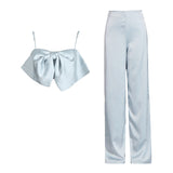 Fongt Design Set Women 2025 Spring New Sexy Lumbar Bow High-End Trousers Two Sets Of