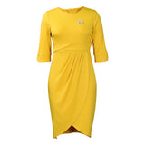 Fongt With Brooch Large-Size Women's Summer Temperament Tongle Elegant Folded Dress