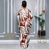 Fongt Printed Pantyhose Kit Rope Tie With Loose Blouse And Casual Broad Leg Pants Two-Piece Set