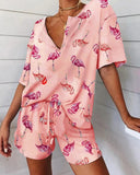Short Sleeve Loose V-Neck Pajama