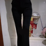 Black Vertical Striped High Waist Pocket Wide Leg Bell