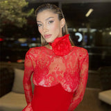 Autumn Fashion Trend Women's New Long Sleeve Round Neck Hollow Backless Knitted Hip Dress Party Dress Club Outfit-Outfit