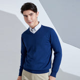 Fongt And Winter New Men's V Collar Loose Large Size Gentleman Sleeve Long Sleeve Sweater Middle-Aged Knit Chicken Heart Collar Bottom Shirt-Outfit