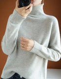 Fongt Winter New Half High Collar Sweater Female Inside Build Not Cashmere Long Sleeve Thick Knit Bottom Shirt Loose Jacket-Outfit