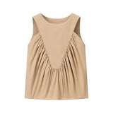 Fongt Women's Dress 2025 Summer Collar Sleeveless Wrinkle Shirt Shirt Top Women C92423F
