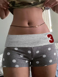 Fongt Hottie Letter Print Bag Hip Shorts Sexy Skinny Peach Hips Hot Pants