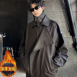 Fongt Selling Collar Velvet Version Of The Locomotive Leather Men's Autumn And Winter Leisure Leisure Loose Senior Sense Men's Jacket Tide