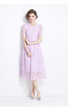 Fongt Famous Style Suit Female Lace Hook Bubble Sleeve Shirt Two Sets Of High-Rise Thin Half-Dress Skirt