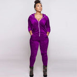 Winter Velvet Tracksuit Women Two Piece Set Zipper Hoodies Jacket To+ Pencil Pants Matching Sets Sportwear Jogging Femme-Outfit