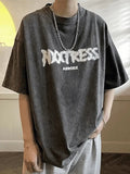 Men's Acid Wash Letter Graphic Tee-Outfit