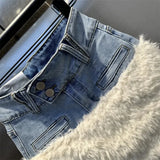 Faux Fur Trim Denim Mini Skirt-Outfit