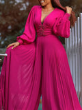 Fongt Large-Size Nail-Pear Yarn Fashion Casual Broad-Legged African Jumpsuit