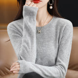 Fongt Women's Fall / Winter 2023 New Loose Knit Women's Top With A Sweater Soft Waxy Sweater-Outfit