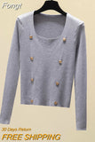 Cropped Sweater Women Clothes Long Sleeve Pullover Knitted Top Autumn Jumpers Korean Fashion Womens Sweaters Jersey