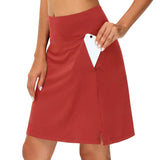 Solid Color Medium Waist Skirt Golf Skirt Sports Tennis Yoga Five-Point Skirt Trousers-Outfit