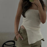 Side Slit Tube Top-Outfit