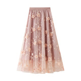 Fongt Yarn Embroidery Heavy Industry Half-Body Skirt Large-Size Dress 2025 Spring New A Word High-Waist Long Skirt 8692