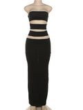 Black Slit Tube Maxi Dress-Outfit