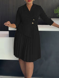 Fongt Women's Winter Suit Collar Shirt Large-Size Fashion Elegant Folding Dress