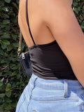 Fongt New Open Back Hollow Short Small Strap Top Women-Outfit