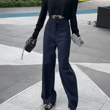 Fongt Broad-Legged Casual Suit Pants Women Summer Thin High-Waisted Small Man With Loose Thin Straight Trousers